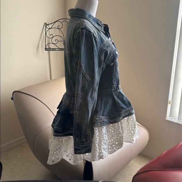 Beulah Blue Denim Jacket with White Lace Hem
( New ) - Picture 2 of 10